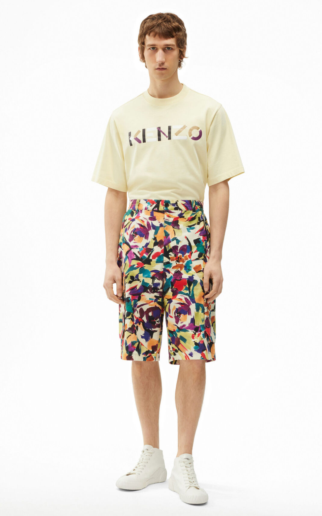 Kenzo Archive Floral cargo Shorts Heren Olijfgroen | 74951WPQZ